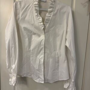 Brooks Brothers White Ruffle Collar Blouse